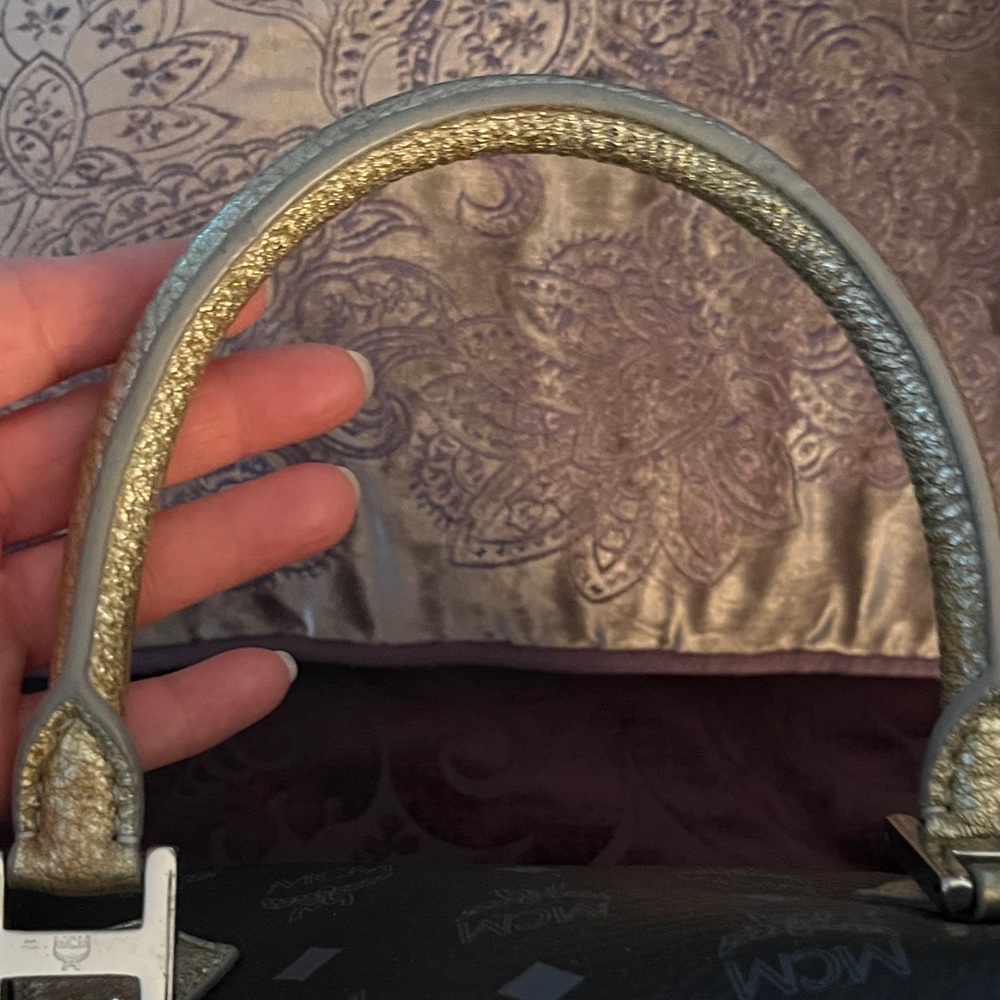 MCM Black and Gold Princess Satchel with Multicolor Accents - Picture 4 of 11